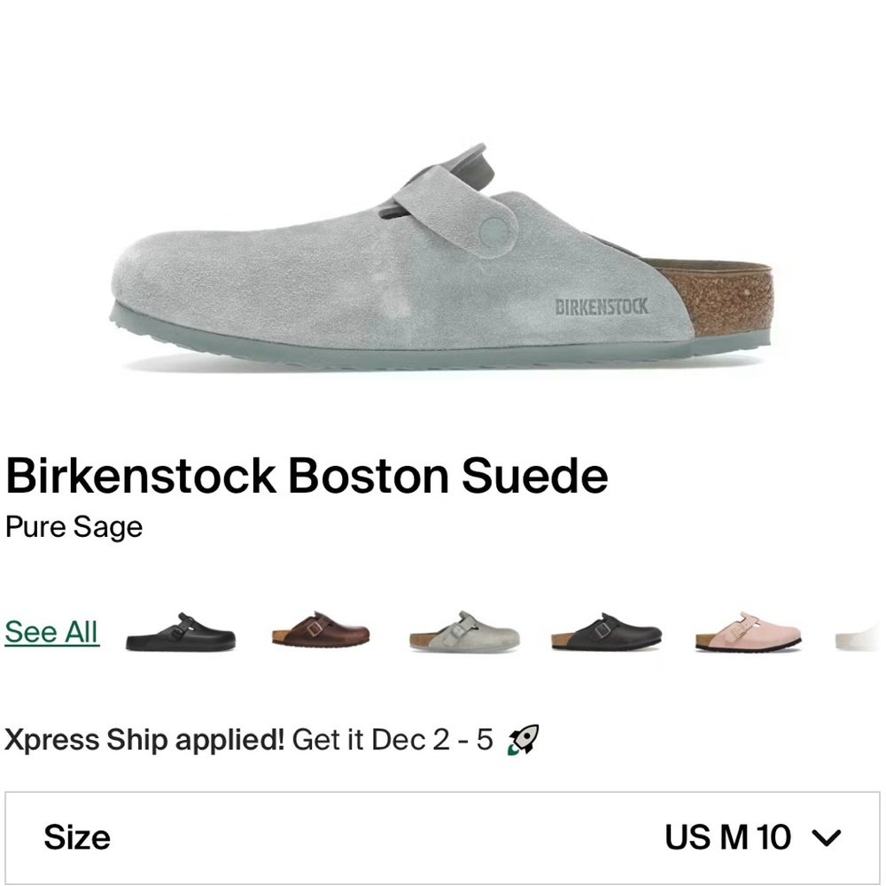 Birkenstock Boston Suede Loafers - Pure Sage